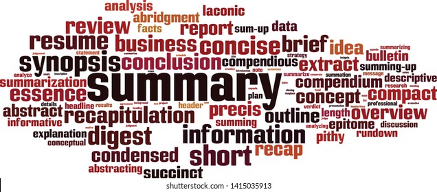 Summary word cloud concept. Collage made of words about summary. Vector illustration 
