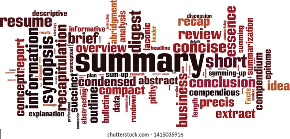 Summary word cloud concept. Collage made of words about summary. Vector illustration 