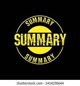 summary word round rubber stamp