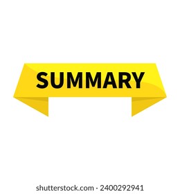 Summary In Yellow Rectangle Ribbon Shape For Result Detail Information Announcement Business Social Media Marketing
