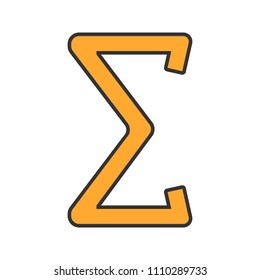 Summation color icon. Sum or total math symbol. Isolated vector illustration