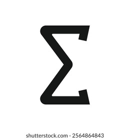 Summation glyph icon. Sum or total math symbol. Negative space. Vector isolated illustration