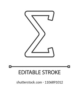 Summation linear icon. Thin line illustration. Sum or total math contour symbol. Vector isolated outline drawing. Editable stroke