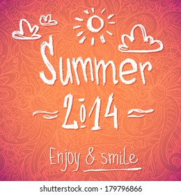 Summer 2014 vintage poster. Vector background. Typography design