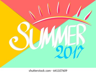 Summer 2017, greeting poster design template, vector illustration