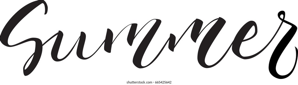 summer 2017 postcard. Hand drawn positive background. Ink illustration. Modern brush calligraphy. Isolated on white background.