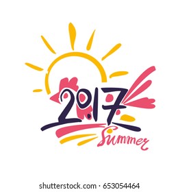 Summer 2017 rooster figures and sun.