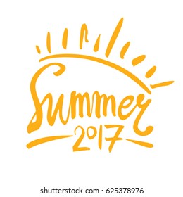 Summer 2017. Sun inscription symbol. Vector lettering template.