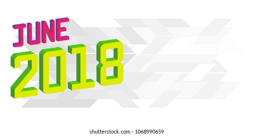Summer 2018 banner template. isometric colorful font on abstract gray background
