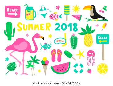 Summer 2018 Colorful Vector Collection Set on white background