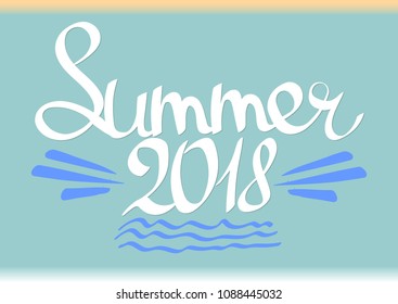 Summer 2018, isolated lettering design template, vector illustration