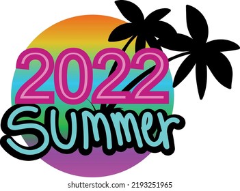 Summer 2022 marquee colorful palm trees