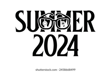  Summer 2024 on white background,Instant Digital Download. Illustration for prints on t-shirt and bags, posters 