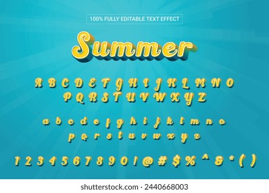 Sommer 3D bearbeitbarer Texteffekt. Spielerische Schrift für Sommer Saison Verkauf. 