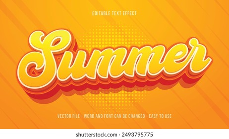 Efecto de texto editable 3d de verano