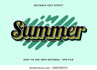summer 3d editable vector text effect. trendy style text effect