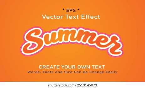 Summer 3D Text Effect Fully Editable Vector Design, Summer 3D Cartoon Font Editable Text Style Effect vector