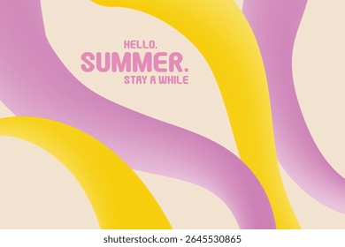 Fundo abstrato verão com cores pastel brilhantes linhas desenhadas à mão. Modelo de design de estilo minimalista de arte moderna para vendas, cartaz horizontal, cabeçalho, capa, mídia social, anúncios de moda