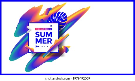 Summer abstract background with fluid shapes. Advertising banner for sale or music event and media. Vector