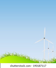 Summer Abstract Background with Grass. Vector Illustration. 