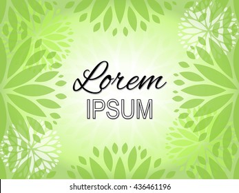 Summer abstract background with green sheet. Template for eco design