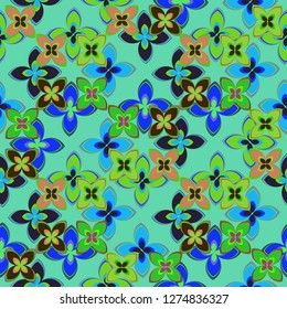 Summer abstract background multicolor rainbow flower pattern seamless.
