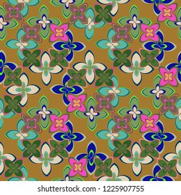 Summer abstract background multicolored rainbow flower pattern seamless.