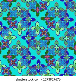 Summer abstract background multicolored rainbow flower pattern seamless.