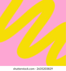 Summer Abstract Background Pink Yellow Hand Drawn Lines Modern Art Design Template