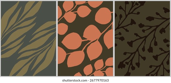 Summer abstract clipart set. Collection of leaves vector backgrounds with patterns Design with jungle leaves. Vector illustration for banner, poster, cover, sales