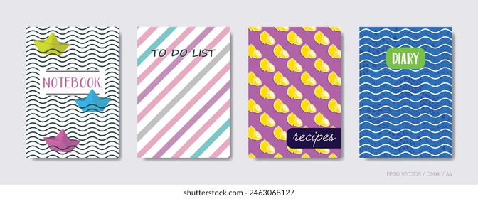 Summer abstract cover page design templates set