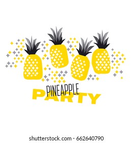 Summer abstract decorative pineapple sketch design element. vector illustration of cool summer fruit