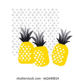 Summer abstract decorative pineapple sketch design element. vector illustration of cool summer fruit