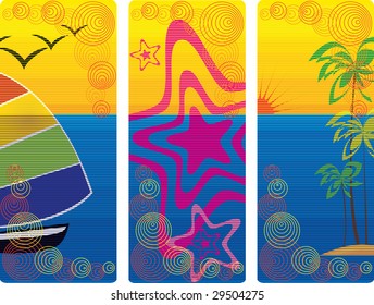 Summer abstract emblems on the background