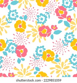 Summer Abstract Floral Bloom Petals Vector Seamless Pattern can be use for background and apparel design