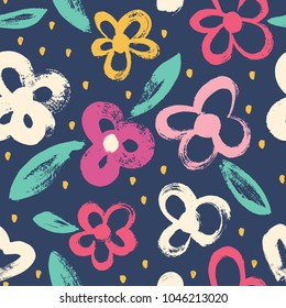 Summer abstract floral dark pattern.