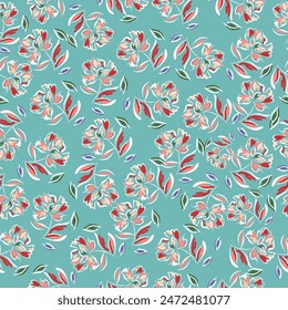 Summer abstract floral groovy floral seamless pattern textile vintage print. retro trippy cute flowers on a beige background.
