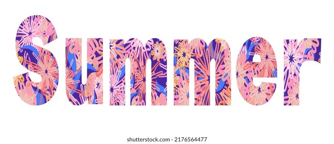 Abstrakte Sommerabstrakte Wort mit Vektorgrafik einzeln auf weißem Hintergrund