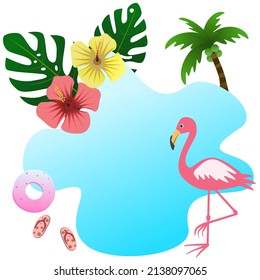 Summer abstract frame with water drop vector.
