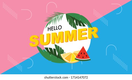 Fondo geométrico abstracto de verano, Plantilla de banner de verano,Ilustración vectorial.