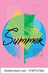 Summer abstract geometric poster design. Vector illustration.