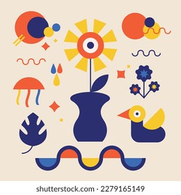 summer abstract geometric vector set