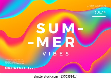 Summer abstract gradient background. Fluid colorful shapes composition. Music fest banner.