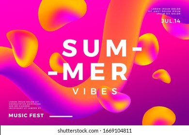 Summer abstract gradient background. Fluid colorful shapes composition. Vector illustration.