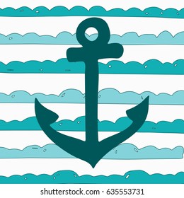Summer abstract hand-drawn wave pattern. Background can be used for wallpaper, fills, surface texture, scrapbook, party decoration, t-shirt design, card, print, poster, invitation, packaging.