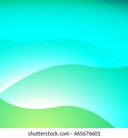 Summer abstract landscape with green mountains and blue beard. Vector panorama.