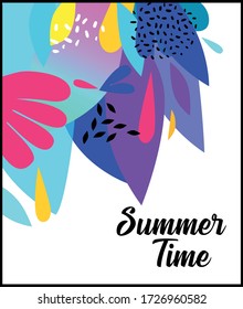 Summer Abstract Leaves Vector Design, illustration design, photo frame, poster design, can change color.