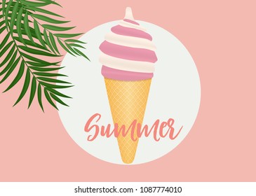 Summer Abstract Poster Background with Ice Cream. Vector Illustration EPS10