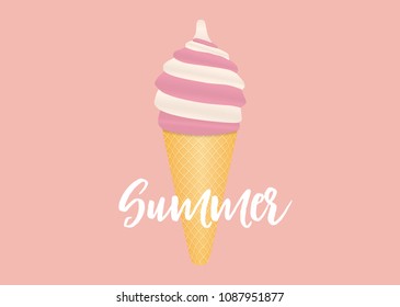 Summer Abstract Poster Background with Ice Cream. Vector Illustration EPS10