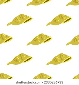 Summer abstract seamless pattern of marine plants. Shell. Marine theme. Print design, wallpaper, packaging. Vector flat illustration.